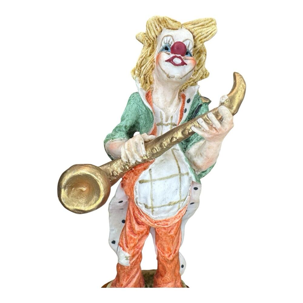 Colorful Clown Playing Saxophone Figurine with Gold Accents - Picture 4 of 8